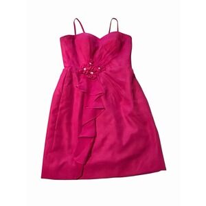 DaVinci Fuchsia Formal Dress Sz 10 Sweetheart Spaghetti Strap Ruffle Cocktail